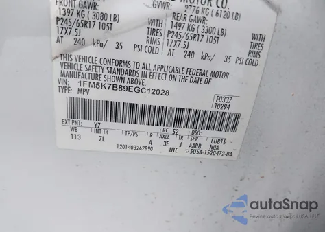 2014 Ford Explorer from USA, damaged, VIN 1FM5K7B89EGC12028